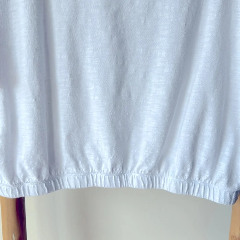 Lou & Grey Ann Taylor LOFT Soft Slub Wedge Tee White Cotton Elasticized Hem XL - Picture 9 of 10